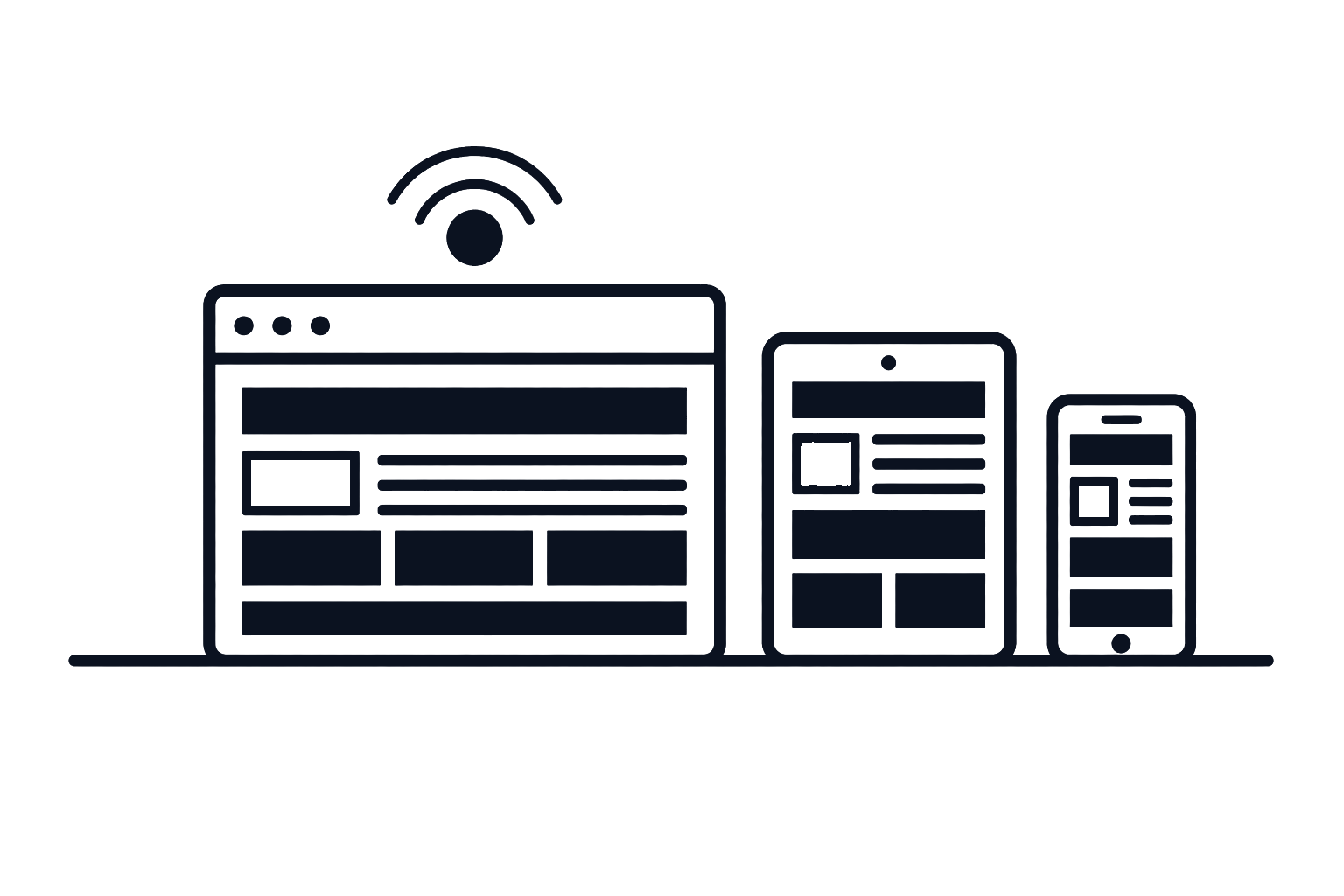 Responsive website experience shown across desktop and mobile layouts
